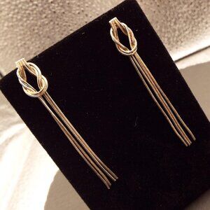 EXTRAORDINARY STERLING FLEMISH (FIGURE 8) KNOT TASSEL LONG PIERCED EARRINGS 14